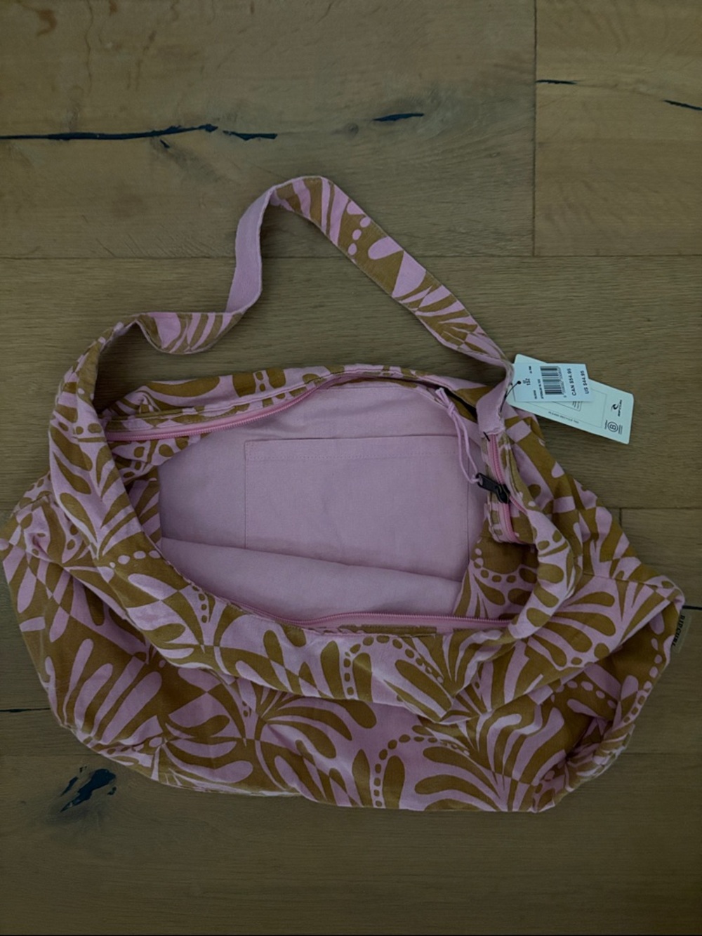 Rip Curl Pink & Brown Floral-Print Shoulder Bag. NWT - Picture 5 of 6